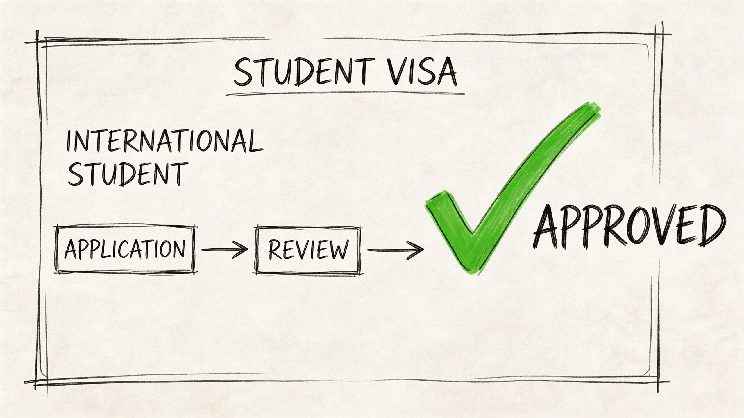 Cuadro medico asisa las palmas: Guía completa 2026 3 Esquema ilustrativo del proceso de solicitud de visa de estudiante internacional con estado de aprobado.