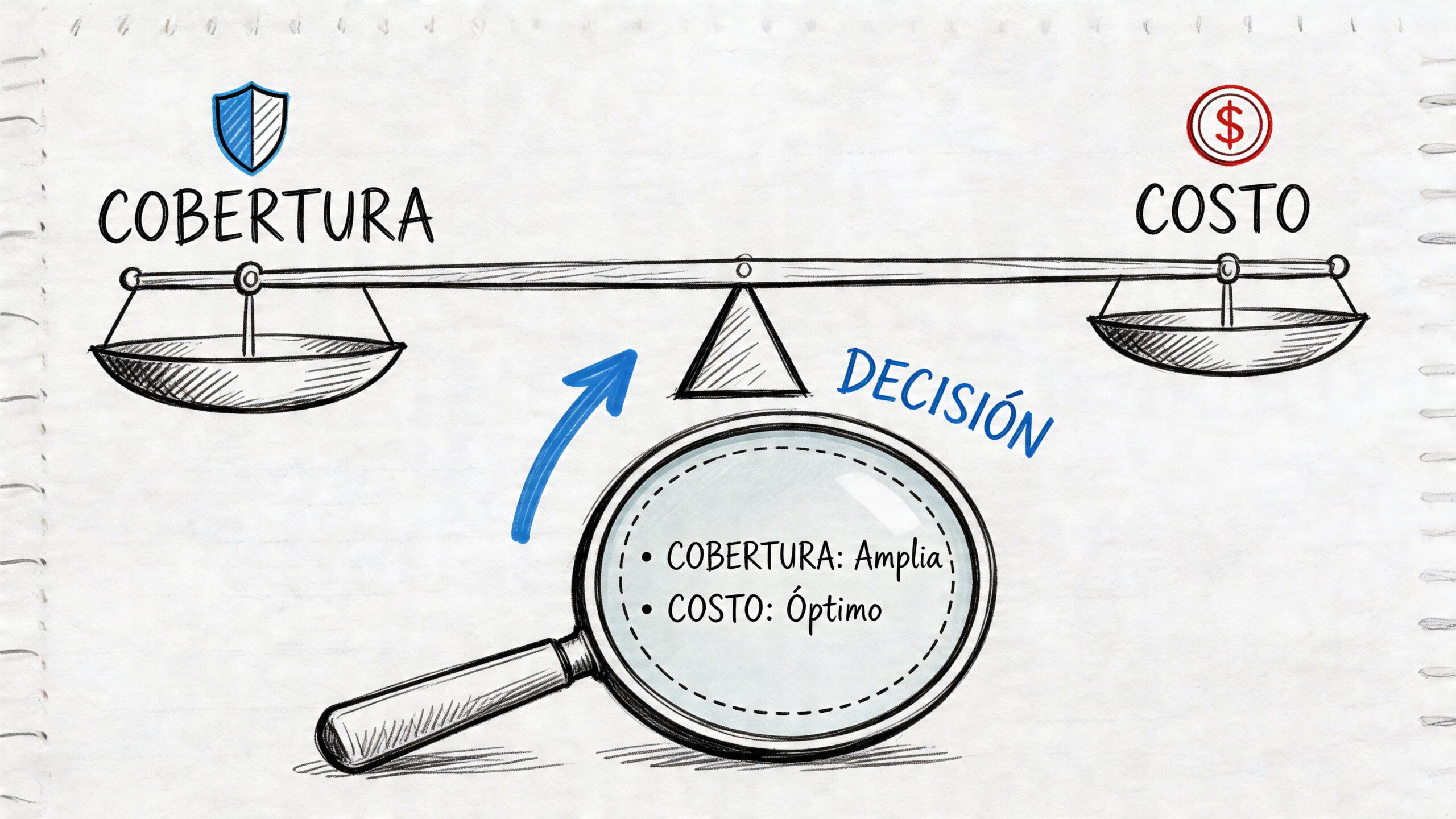 Seguro de Accidentes Personales: Guía Esencial para España 3 Una balanza equilibrando cobertura y costo con una lupa señalando la mejor decisión financiera.