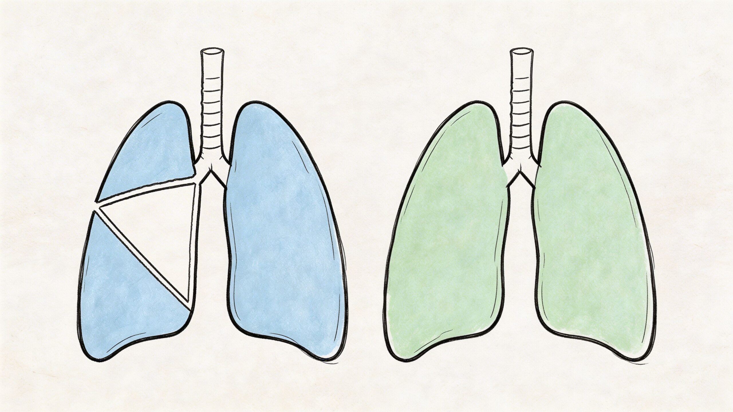 Enfisema Pulmonar Tratamiento: Guía Completa 2026 4 Representación esquemática que compara pulmones sanos con pulmones afectados por enfisema pulmonar y daño en tejidos.