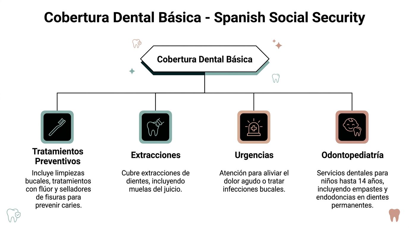 Que cubre dentista seguridad social: ¿Qué cubre dentista 1 Infografía sobre los servicios incluidos en la cobertura dental básica de la Seguridad Social española.