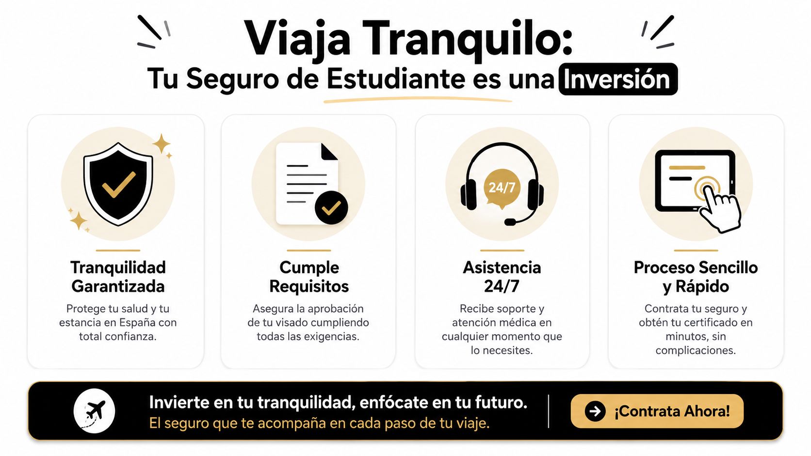 Guía: Requisitos seguro médico visado estudiante España 2026 4 Infografía promocional sobre las ventajas de contratar un seguro médico privado para estudiantes extranjeros en España.